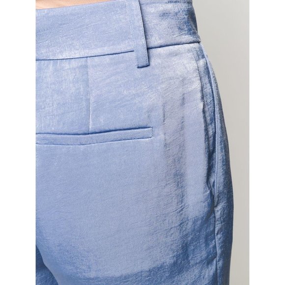 Vince Blue Satin Tailored High-Waisted Trousers 6 - Picture 4 of 9